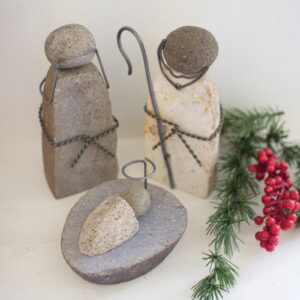 Box of 2 — Set of 3 River Rock Mary, Joseph and Jesus