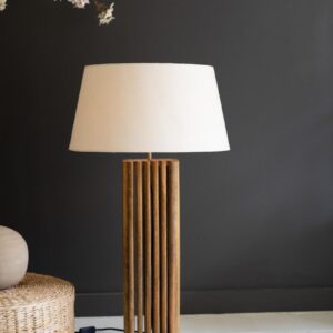 Wooden Spindles Table Lamp With Fabric Shade