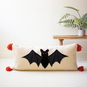 Halloween bat hooked pillow