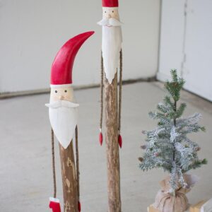 Recycled Metal Wood, Wood And Painted Metal Santas With Rope Arms