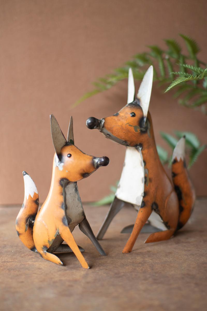 Box of 2 — Set of 2 Recycled Iron Foxes