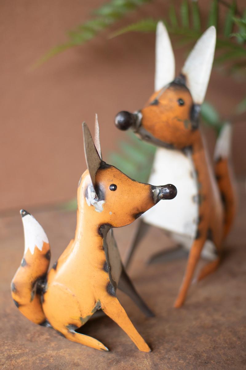Box of 2 — Set of 2 Recycled Iron Foxes
