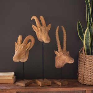 Carved Mango Wood African Animal Heads