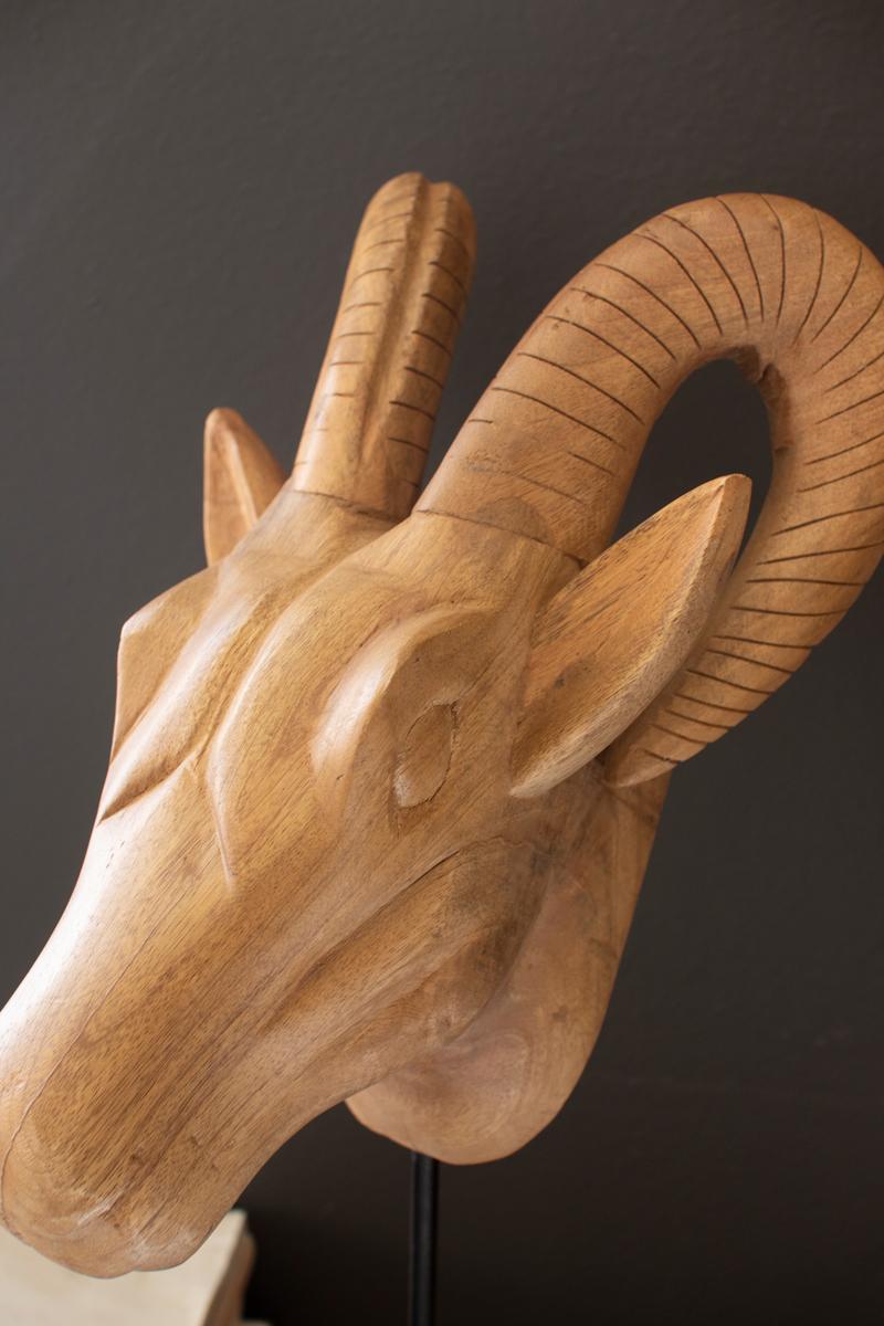 Carved Mango Wood African Animal Heads