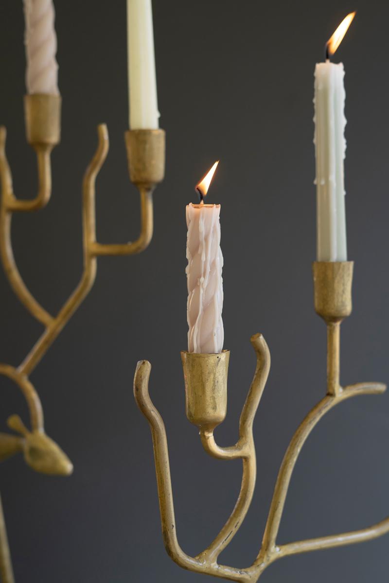 Antique Gold Forged Christmas Deer Candelabras