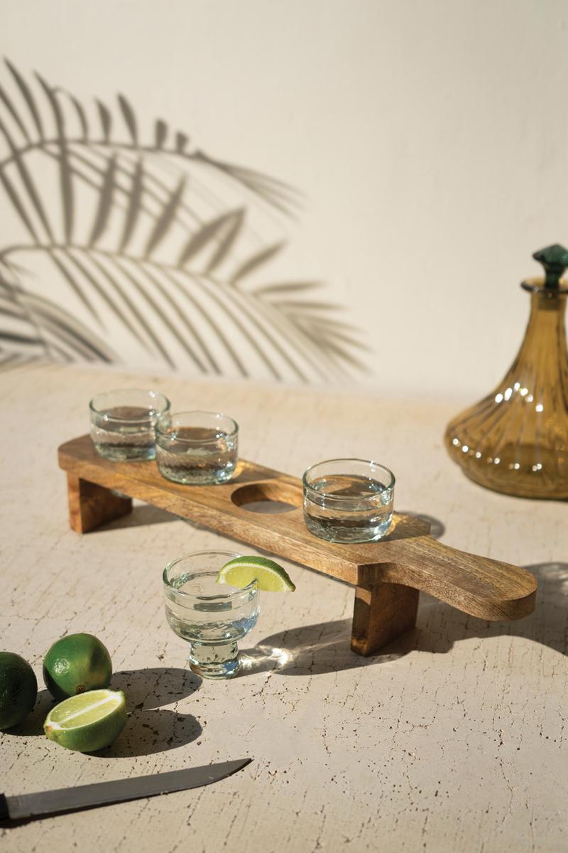 Box of 2 — Tequila Flight with Four Glasses on a Wooden Tray