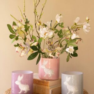 Box of 2 — Set of 3 Colored Glass Bunny Vases