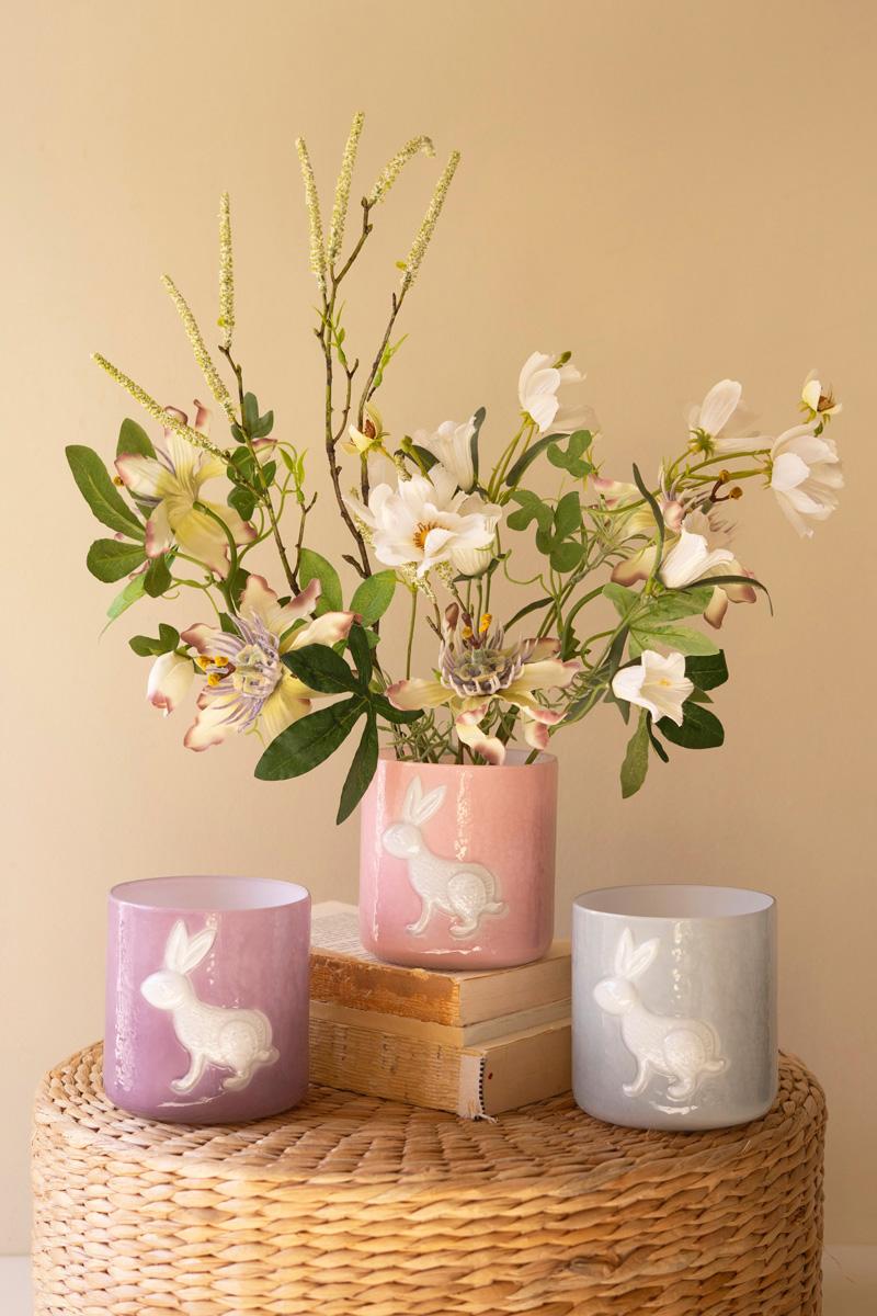 Box of 2 — Set of 3 Colored Glass Bunny Vases