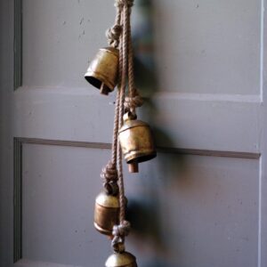 Box of 2 — Four Rustic Iron Hanging Bells with Rope