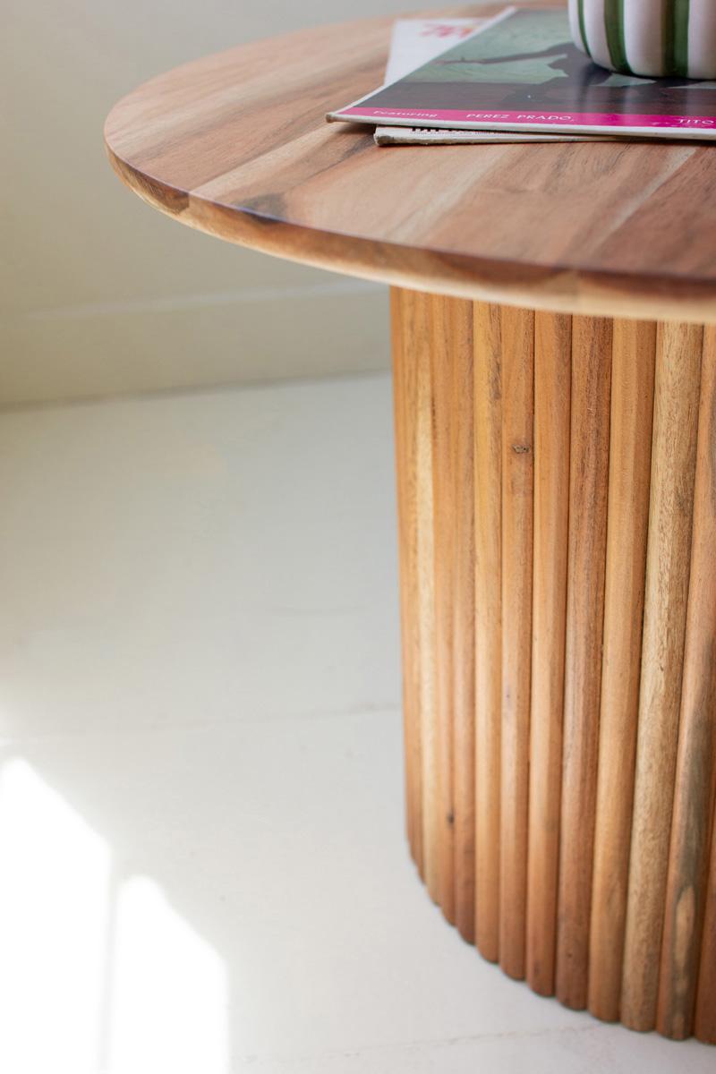 Acacia Wood Accent Tables With Tambour Bases