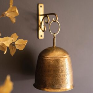 Box of 2 — Antique Brass Bell and Wall Bracket