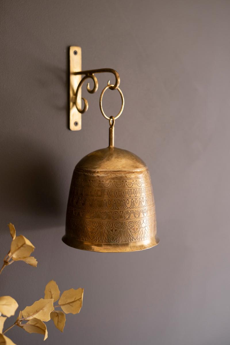 Box of 2 — Antique Brass Bell and Wall Bracket