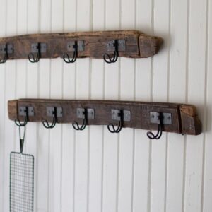 Recycled Wood Coat Rack With Five Wire Hooks