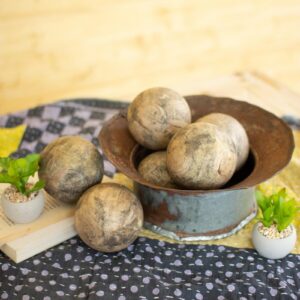Box of 2 — Set of 6 Hand-Carved Mango Wood Spheres