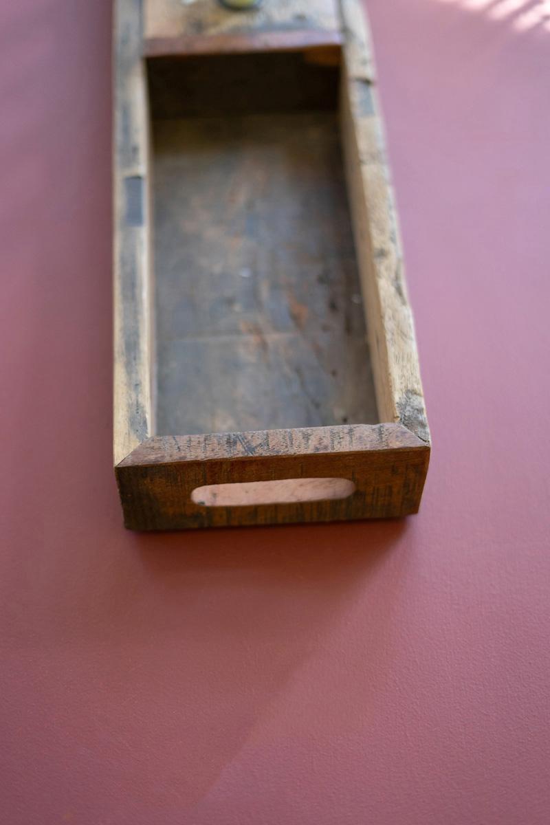 Recycled Wood, Recycled Wooden Tray With Four Candle Holders
