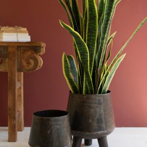 Recycled Metal, Hand – Hammered Iron Planters With Legs
