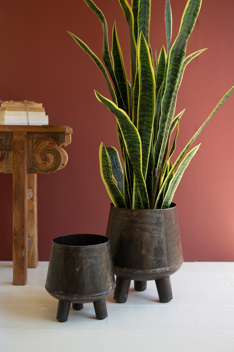Recycled Metal, Hand – Hammered Iron Planters With Legs