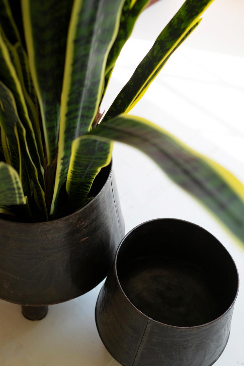 Recycled Metal, Hand – Hammered Iron Planters With Legs