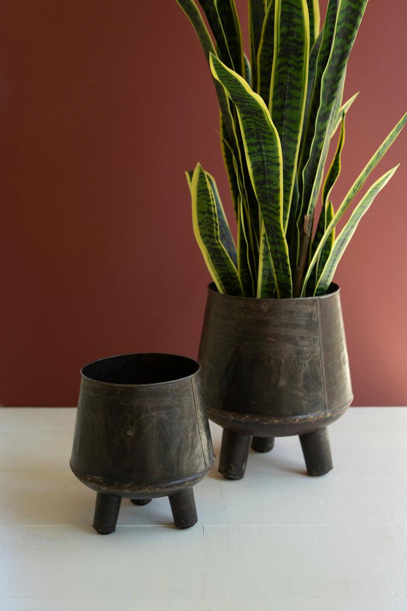 Recycled Metal, Hand – Hammered Iron Planters With Legs