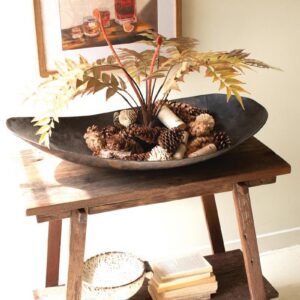 Large Oval Iron Bowl, Grey