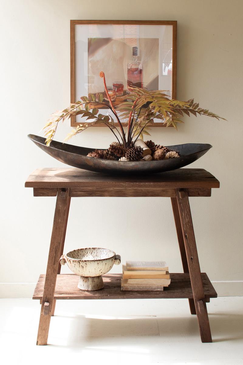Large Oval Iron Bowl, Grey