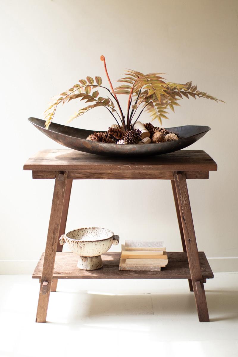 Large Oval Iron Bowl, Grey