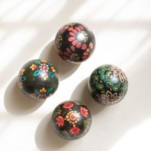 Box of 2 — Set of 4 Hand Painted Wooden Spheres