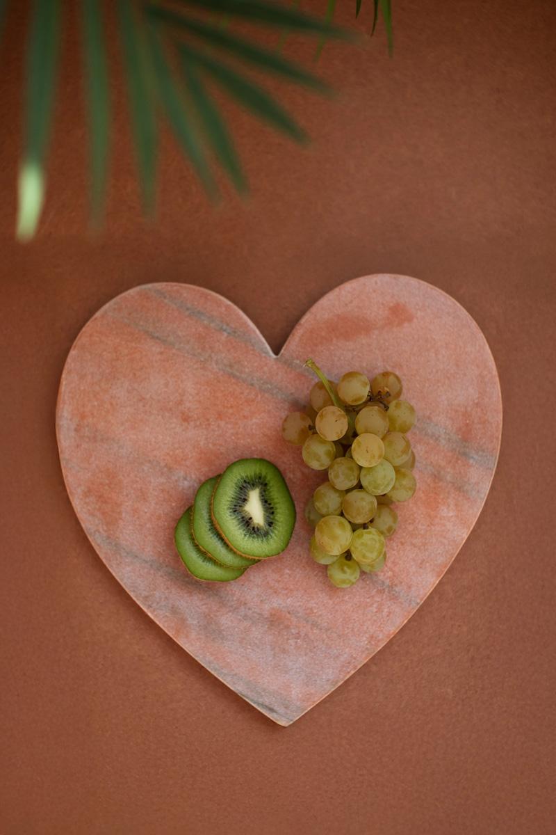 Box of 2 — Pink Marble Heart Cheese Board