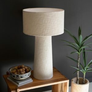 Boucle Fabric Table Lamp With Shade, White