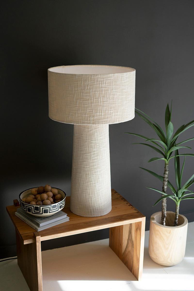 Boucle Fabric Table Lamp With Shade, White