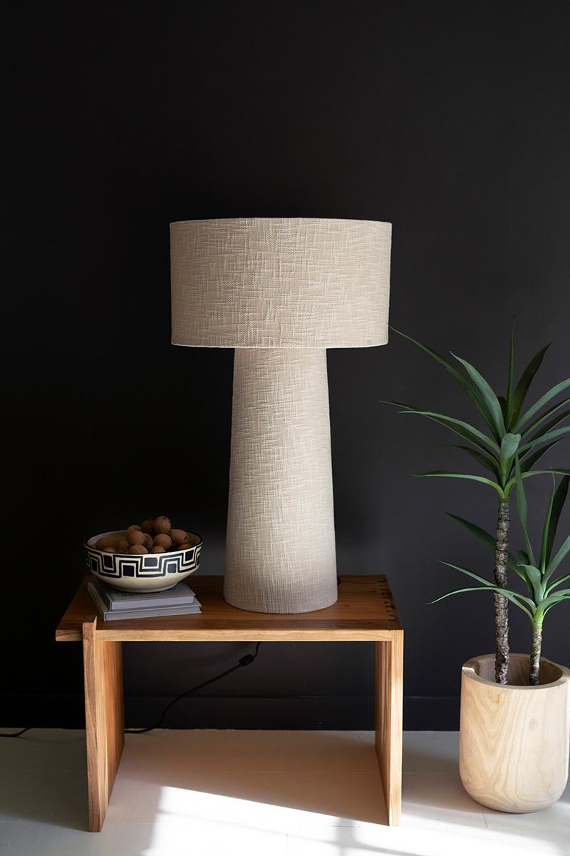 Boucle Fabric Table Lamp With Shade, White