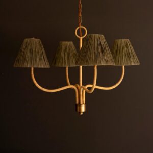 Rattan-wrapped chandelier