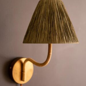 Rattan-Wrapped Wall Light With Raffia Shade