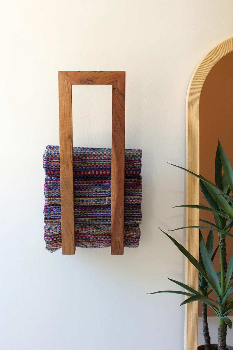 Wooden Wall Towel Rack