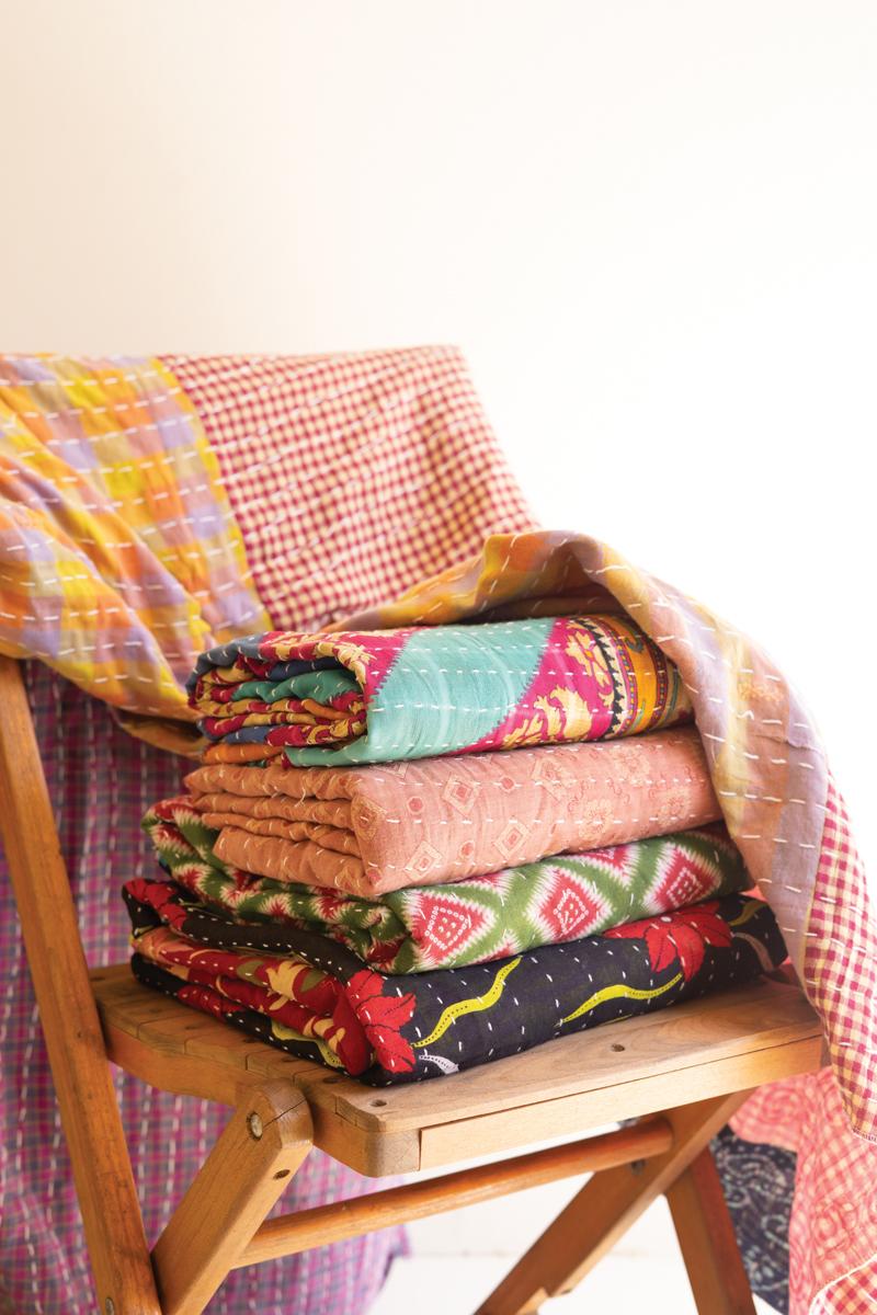 Recycled Cotton Blend, Recycled Kantha Throws-Assorted Sizes And Patterns