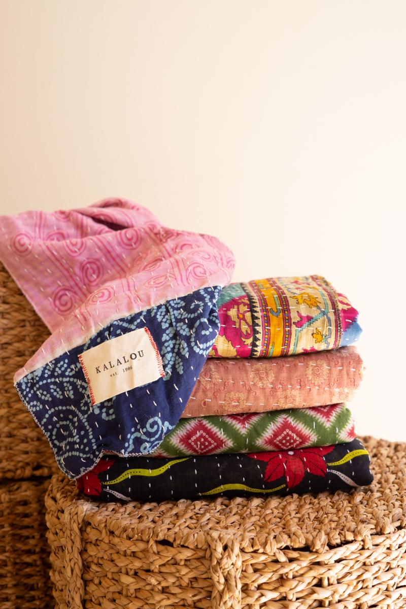 Recycled Cotton Blend, Recycled Kantha Throws-Assorted Sizes And Patterns