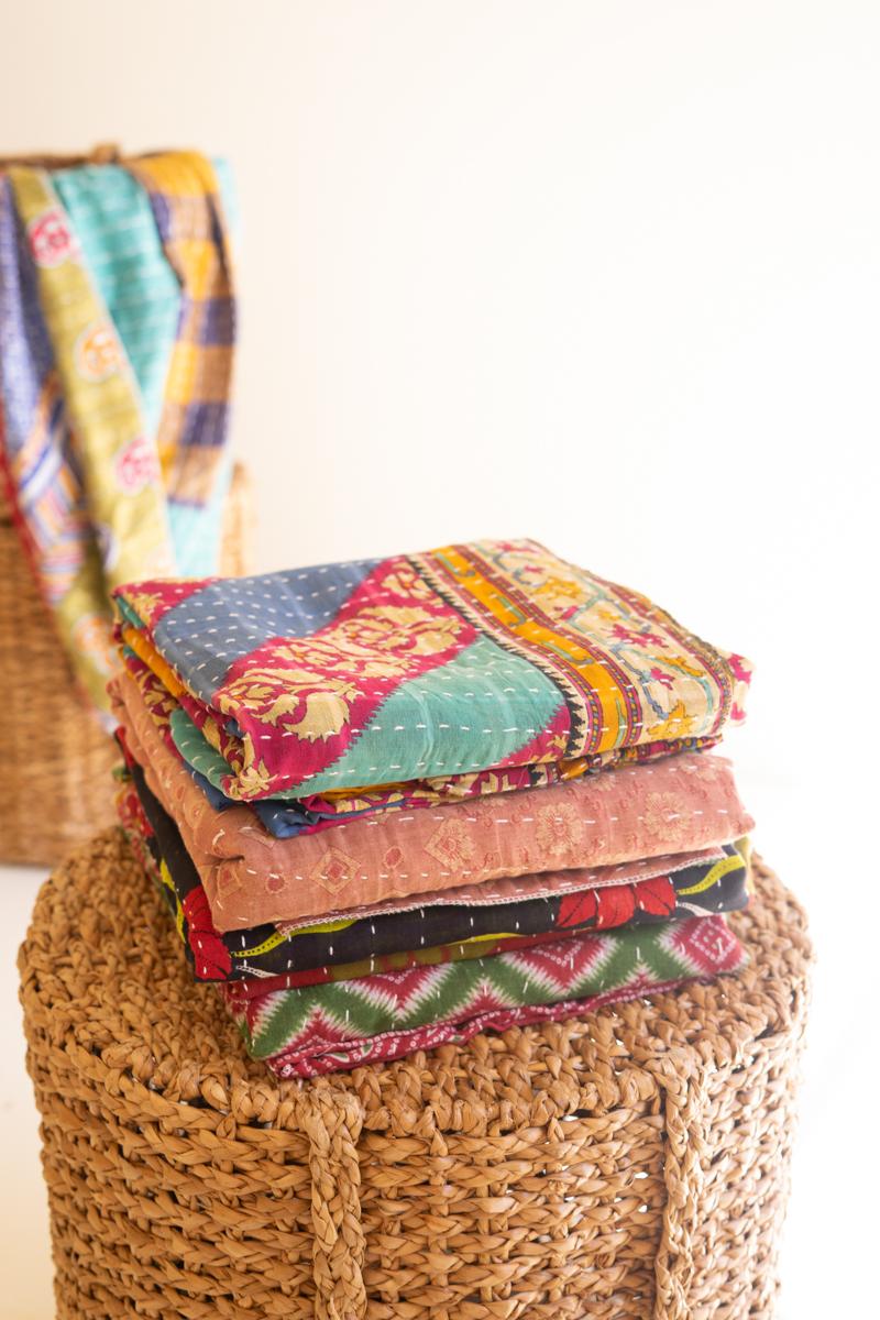 Recycled Cotton Blend, Recycled Kantha Throws-Assorted Sizes And Patterns