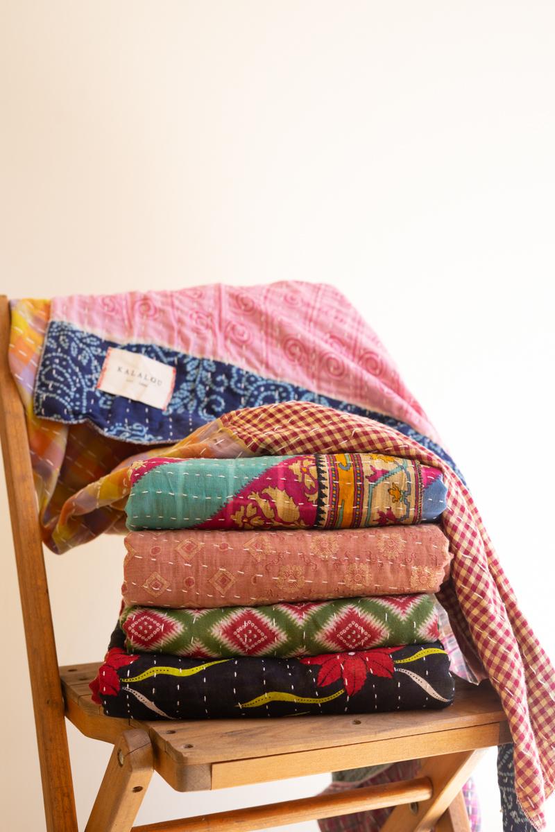 Recycled Cotton Blend, Recycled Kantha Throws-Assorted Sizes And Patterns
