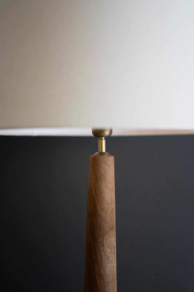 Tall Wooden Floor Lamp With Fabric Shade