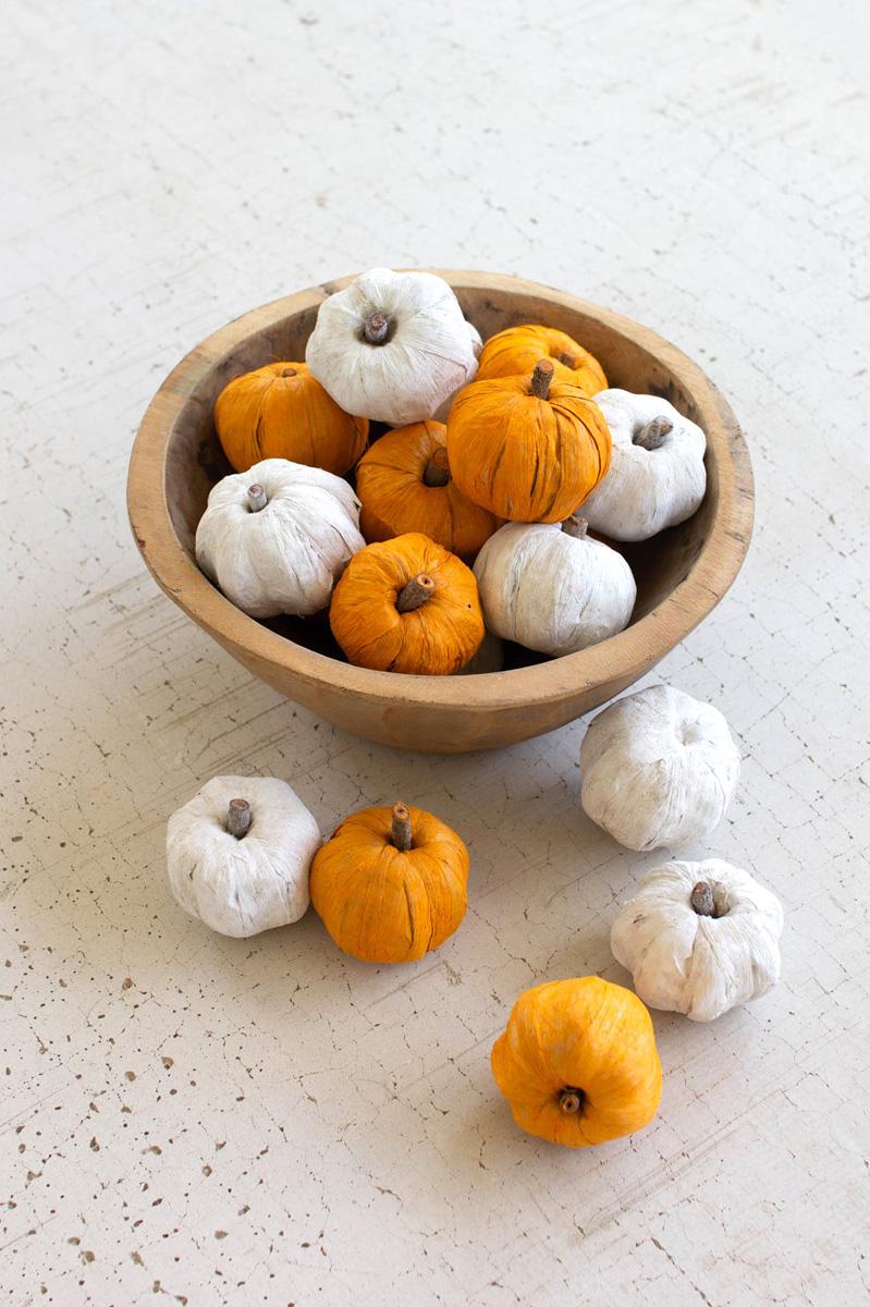 Bag Of Fifteen Dried Miniature Faux Pumpkins – White