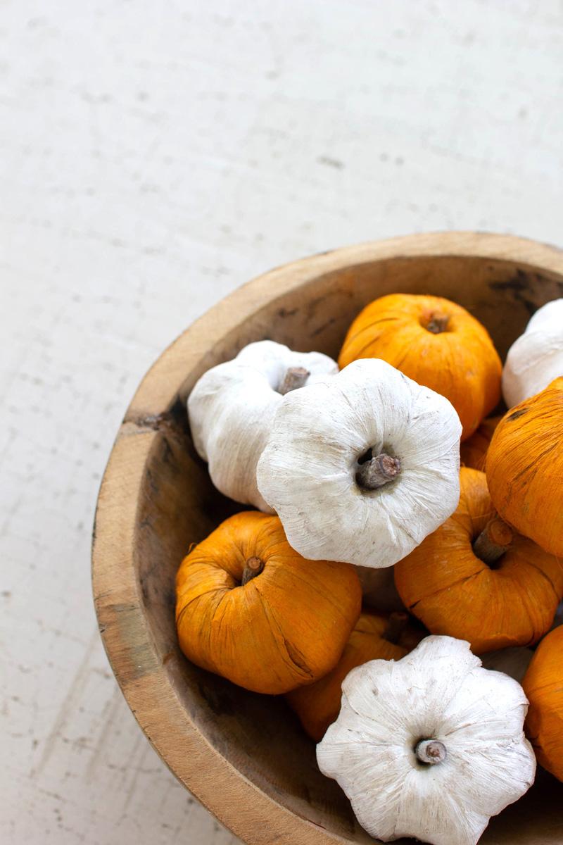Bag Of Fifteen Dried Miniature Faux Pumpkins – White