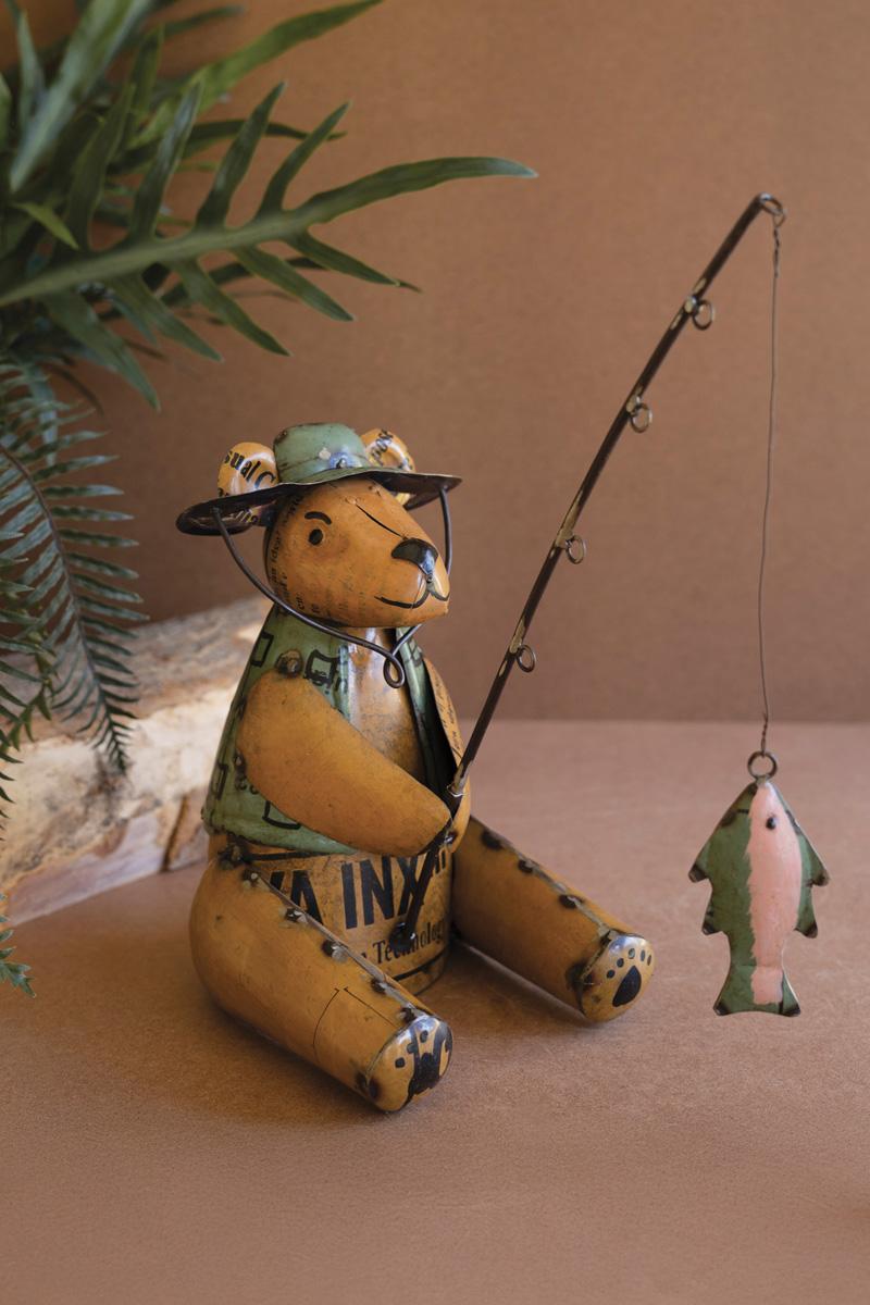 Recycled Metal, Recycled Iron Brown Bear Fishing