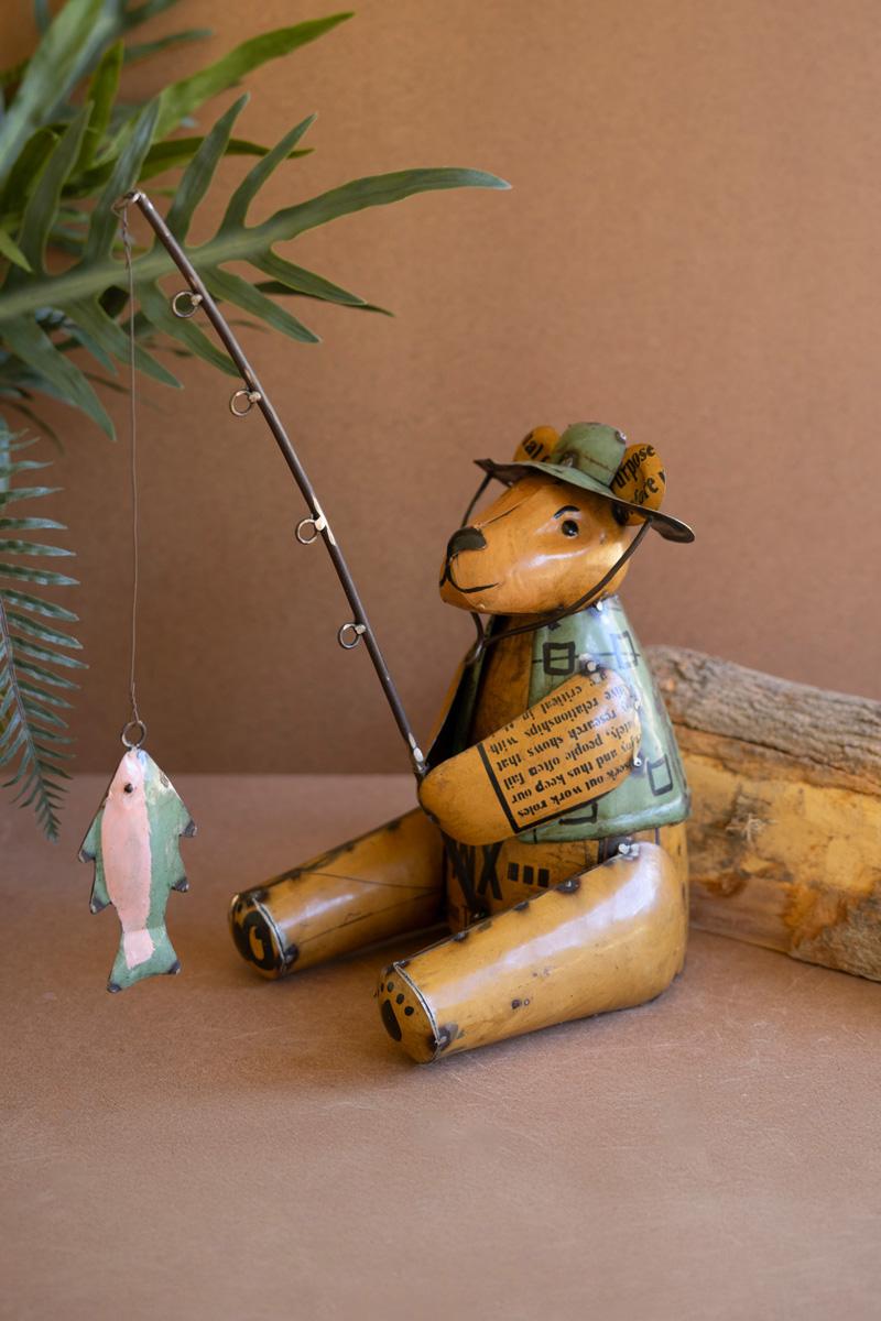 Recycled Metal, Recycled Iron Brown Bear Fishing