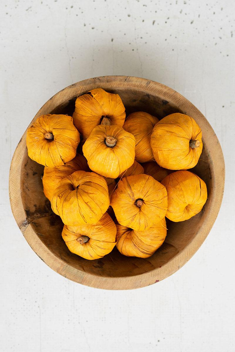 Bag Of Fifteen Dried Miniature Faux Pumpkins – Orange
