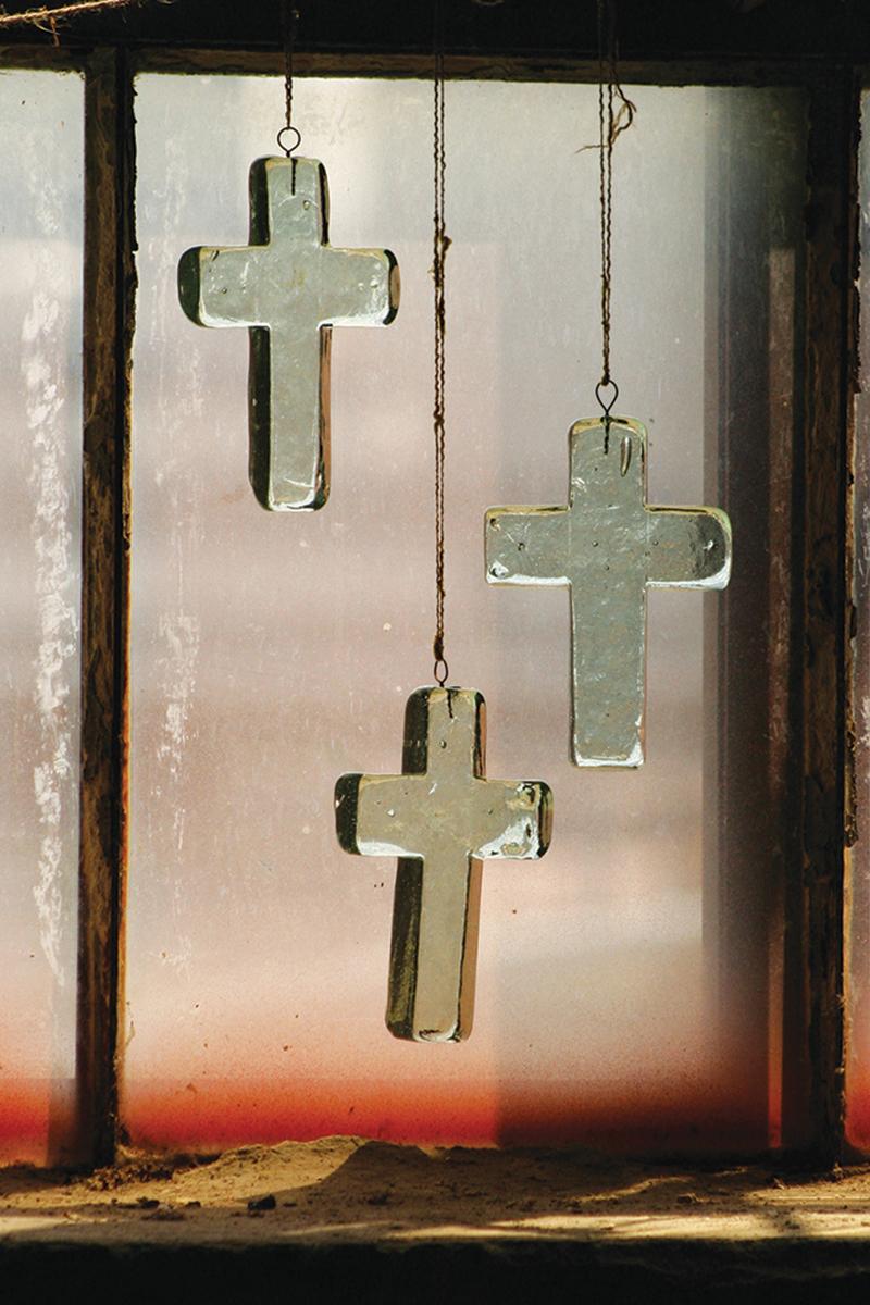 Box of 4 — Glass Cross Suncatcher