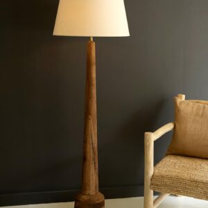 Tall Wooden Floor Lamp With Fabric Shade