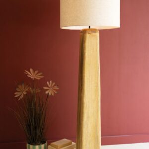 Wooden Floor Lamp With Fabric Shade